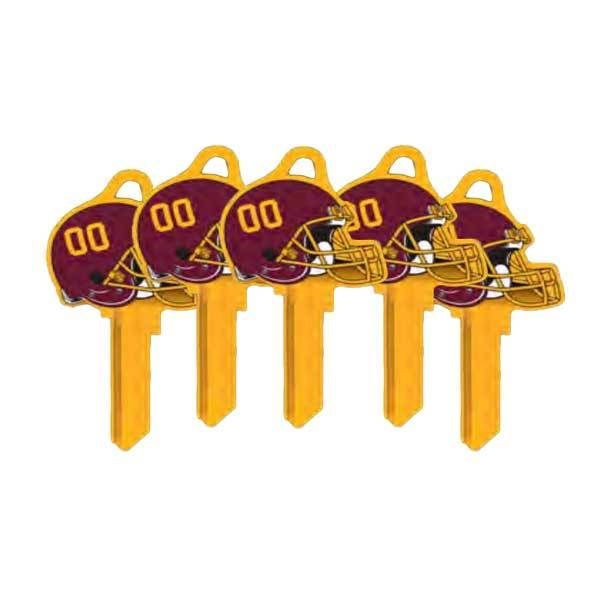 ILCO - NFL TeamKeys - Helmet Edition - Key Blank - Washington Football Team - KW1 (5 Pack) - UHS Hardware