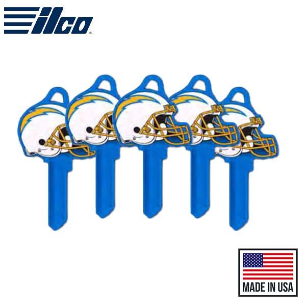 ILCO - NFL TeamKeys - Helmet Edition - Key Blank - Los Angeles Chargers - KW1 (5 Pack) - UHS Hardware