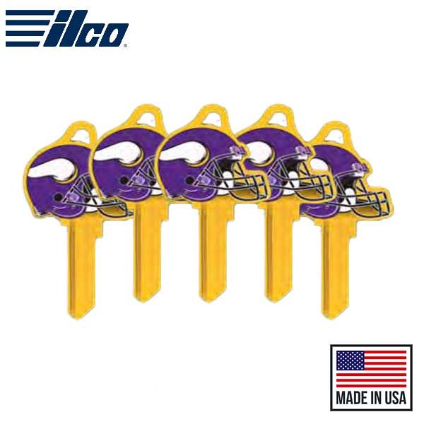 ILCO - NFL TeamKeys - Helmet Edition - Key Blank - Minnesota Vikings - KW1 (5 Pack) - UHS Hardware