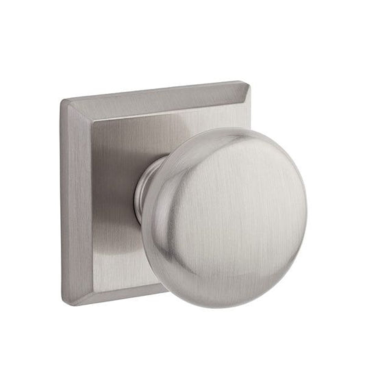 Baldwin Reserve - PV.ROU.TSR - Round Knob - Traditional Square Rose - 150 - Satin Nickel - Privacy - Grade 2 - UHS Hardware