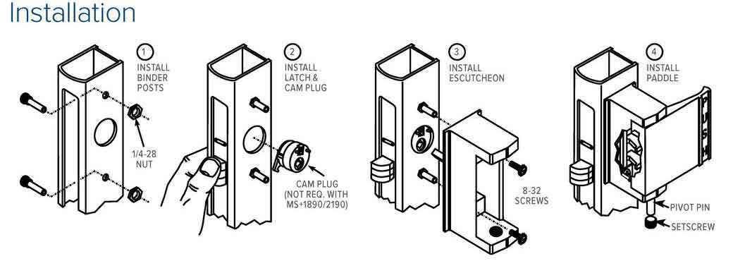 Adams Rite - 4590 - Deadlatch Paddle Handle -  Push to Right -  1-3/4" Door - Aluminum Anodized - for  4300/4500/4900 Deadlatches - UHS Hardware