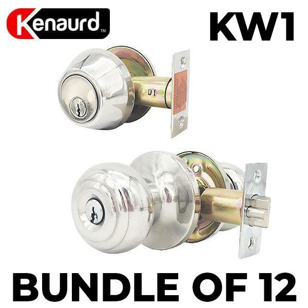 x12 Premium Combo Lockset - Knob & Deadbolt - Bright Chrome - BC - KW1 (BUNDLE OF 12) - UHS Hardware