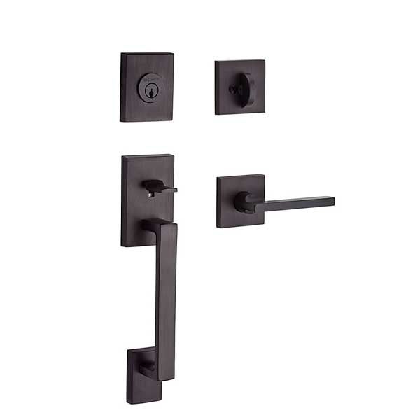 Baldwin Reserve - La Jolla Contemporary Lever Handleset - Singl Cyl - Contemporary Square Rose - 112 - Venetian Bronze - Grade 2 - RH - UHS Hardware