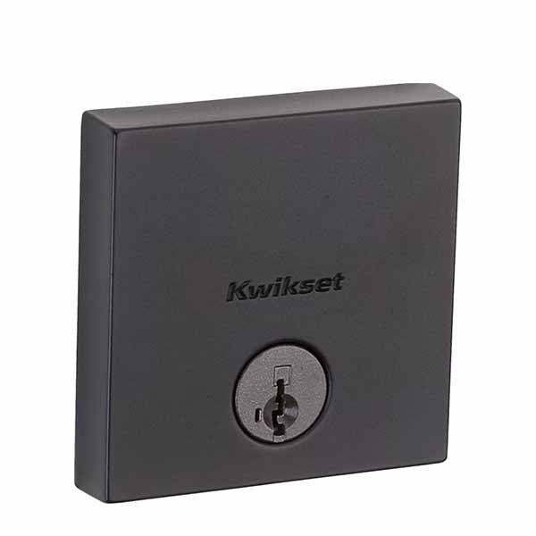 Kwikset - 258 - Downtown Deadbolt - Square Rose - 514 - Matte Black - Entrance - SmartKey Technology - Grade 1 - UHS Hardware