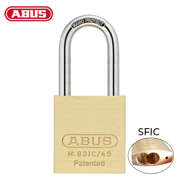 Abus - 83IC/45 B - Premium Loaded Brass Padlock - S2 - SFIC Interchangeable Core - 1-27/32" Width - 3" Shackle - UHS Hardware