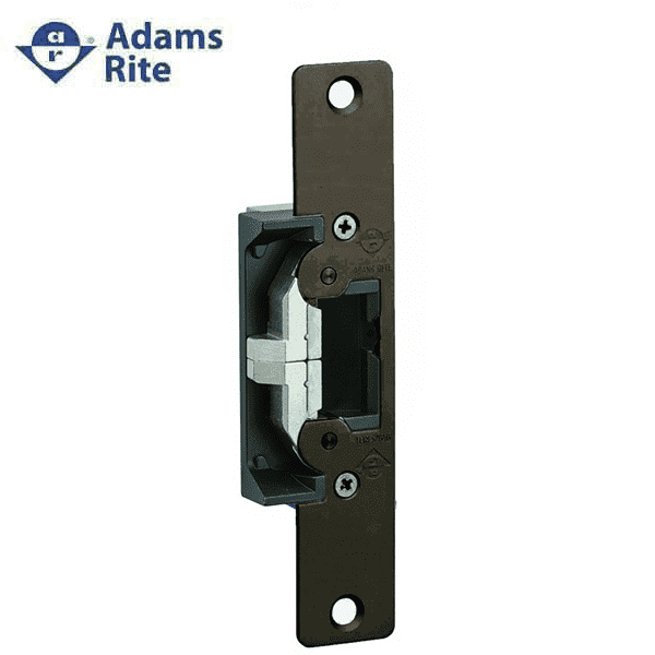 Adams Rite - 7430 - Electric Strike for Adams Rite or Deadlatches or Cylindrical Locks - 1/2" to 5/8" Latchbolt  - Dark Bronze Anodized - Fail Safe/Fail Secure - 1-1/4" x 6-7/8" - Flat Radius Plate - 12/24 VDC - UHS Hardware