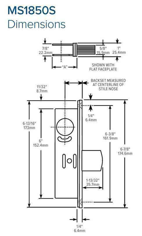 Adams Rite - MS Deadlock - MS1851S - 1-1/8"  Backset - ANSI Size - Straight Bolt - Radial Faceplate - Aluminum - Metal Door - UHS Hardware