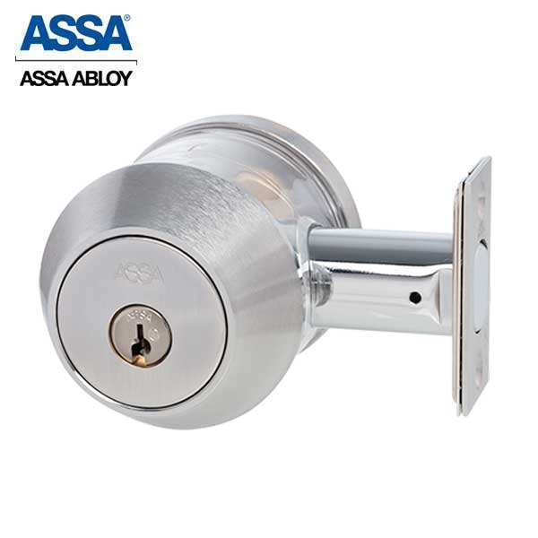 ASSA - 7000 Series - MAX+ Single Cylinder Deadbolt with Security Guard- 626 - Satin Chrome - Grade 1 - UHS Hardware