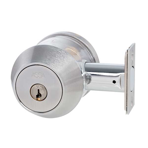 ASSA - 7000 Series - MAX+ Single Cylinder Deadbolt with Security Guard- 626 - Satin Chrome - Grade 1 - UHS Hardware