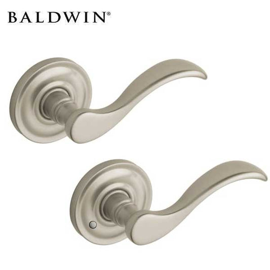 Baldwin - 5455V.150 - Wave Lever - Traditional Round Rose - 150 - Satin Nickel - Privacy - Grade 3 - UHS Hardware