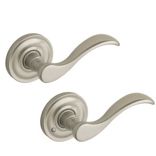 Baldwin - 5455V.150 - Wave Lever - Traditional Round Rose - 150 - Satin Nickel - Privacy - Grade 3 - UHS Hardware