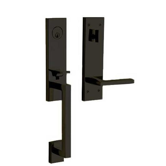 Baldwin Estate - 85391.RENT - Minneapolis 3/4 Escutcheon Handleset - Singl Cyl - 190 - Satin Black - Grade 2 - RH - UHS Hardware