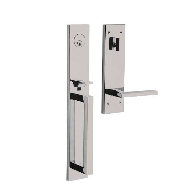 Baldwin Estate Evolved - 85392.RENT - Minneapolis Escutcheon Full Handleset - Singl Cyl - 150 - Satin Nickel - Grade 2 - RH - UHS Hardware