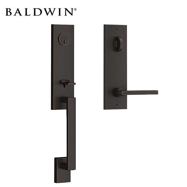 Baldwin Reserve - Seattle Contemporary Lever Handleset - Singl Cyl - Contemporary Square Rose - 190 - Satin Black - Grade 2 - RH - UHS Hardware