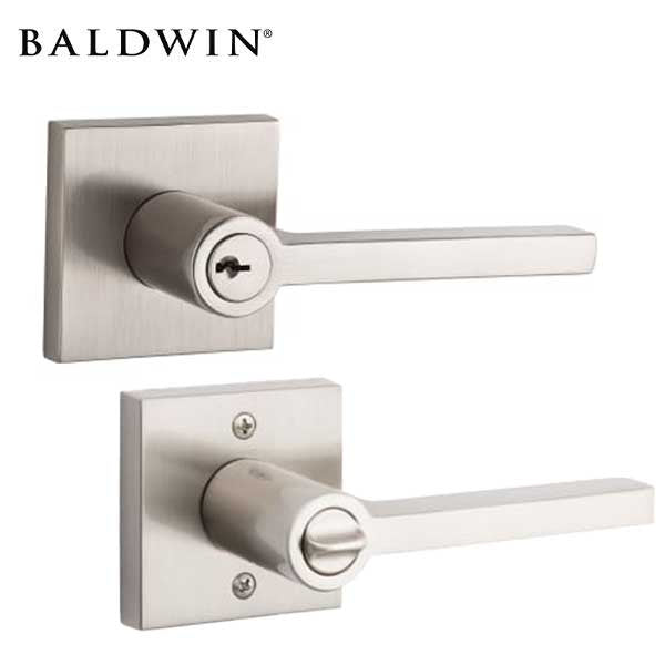 Baldwin Reserve - EN.SQU.CSR - Contemporary Square Lever - Square Rose - 150 - Satin Nickel - Entrance - Grade 2 - LH - UHS Hardware