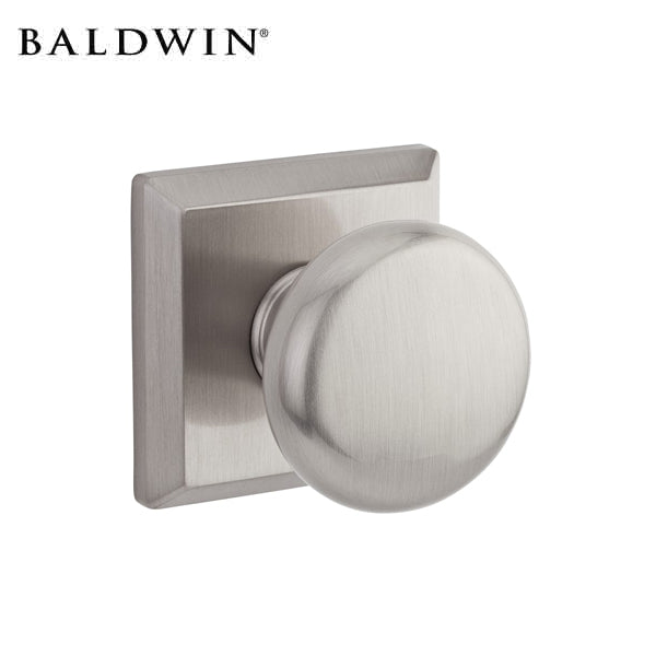 Baldwin Reserve - Round Passage Knob Set - Traditional Square Rose - Satin Nickel - Grade 2 - UHS Hardware