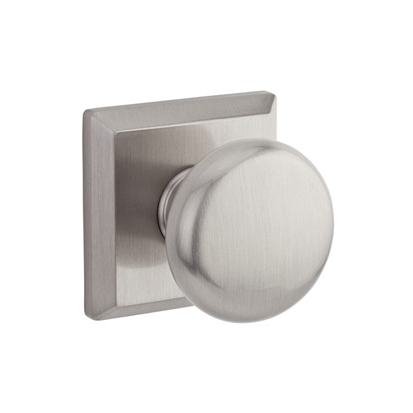 Baldwin Reserve - Round Passage Knob Set - Traditional Square Rose - Satin Nickel - Grade 2 - UHS Hardware