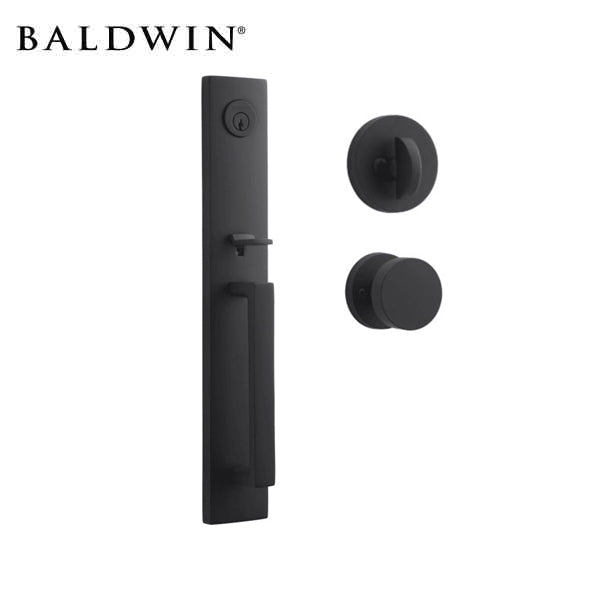 Baldwin Reserve- Santa Cruz Contemporary Round Rose Handle set - Singl Cyl - 190 - Satin Black - Grade 2 - UHS Hardware