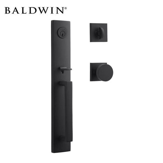 Baldwin Reserve - Santa Cruz Contemporary Square Rose Handle set - Singl Cyl - 190 - Satin Black - Grade 2 - UHS Hardware