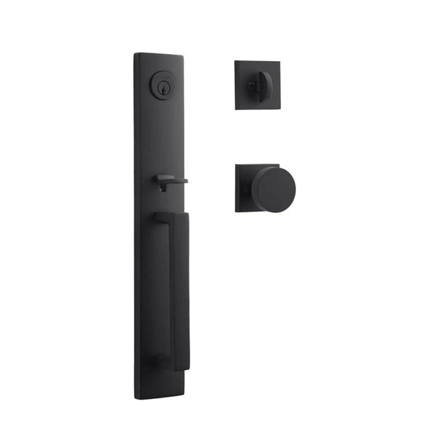 Baldwin Reserve - Santa Cruz Contemporary Square Rose Handle set - Singl Cyl - 190 - Satin Black - Grade 2 - UHS Hardware