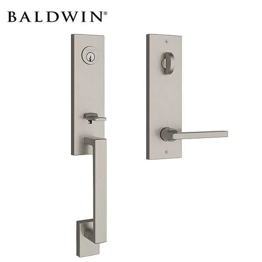 Baldwin Reserve - Seattle Contemporary Lever Handleset - Singl Cyl - Contemporary Square Rose - 150 - Satin Nickel - Grade 2 - LH - UHS Hardware