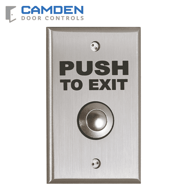 Camden CM-9080PTE - Vandal Resistant Push Button Exit Switch - DPDT Momentary - 12/24 VDC - Brushed Aluminum - UHS Hardware