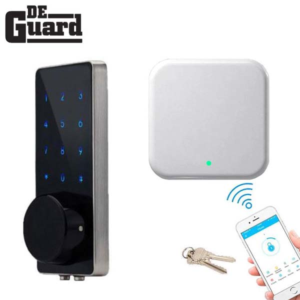 G2 Wifi Internet Gateway  & Electronic Bluetooth Touchscreen Deadbolt w/ Phone App & Key Override  (Silver / Black) (WiFi Bundle) - UHS Hardware