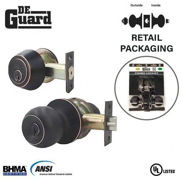 Premium Combo Lockset - Oil Rubbed Bronze - Entrance - Retail Packaging - KW1/SC1 - Grade 3 - UHS Hardware