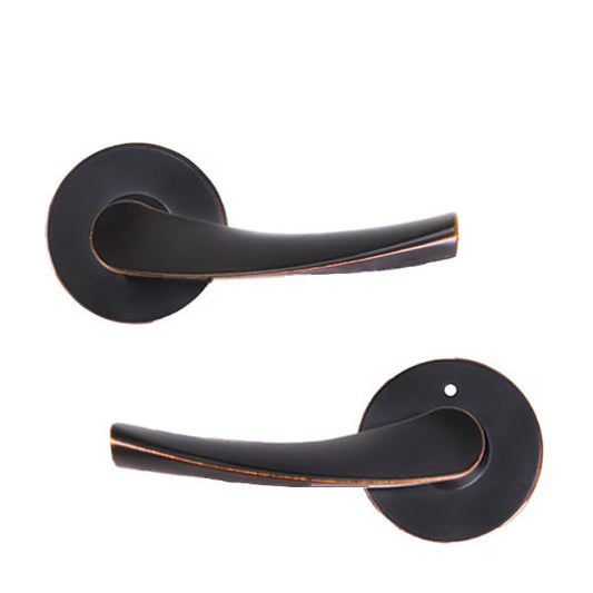 Contemporary Wave Lever Set - Passage - Round Rose - Aged Bronze - Grade 3 - UHS Hardware