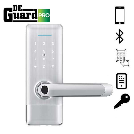 Premium Electronic Keyless Entry Smart Lever Set - H1B - Bluetooth / Fingerprint / RFID / Wifi - IP55 (Silver | Black) - UHS Hardware