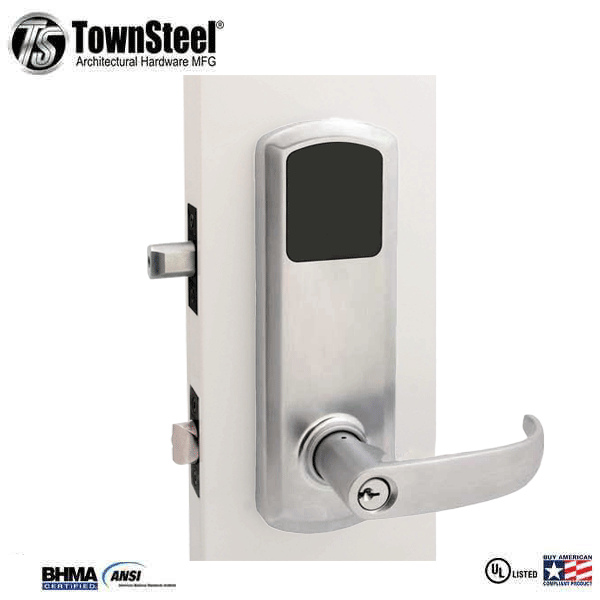 TownSteel - E-Genius 5000 - Interconnected Electronic Touch Keypad Lock - Entry - RFID & Wifi - 4" - On Center - Right Handed - Satin Chrome - Grade 1 - UHS Hardware