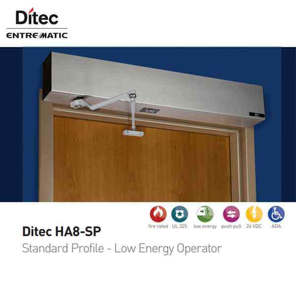 Ditec - HA8-SP - Standard Profile Swing Door Operator - PUSH Arm - Right Hand -  Clear Coat  (39" to 51") For Single Doors - UHS Hardware