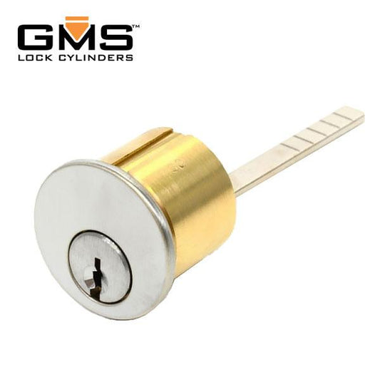 GMS Rim Cylinder - 1-1/8" - 6 Pin  - Zero Bitted -  US26D - Satin Chrome - UHS Hardware