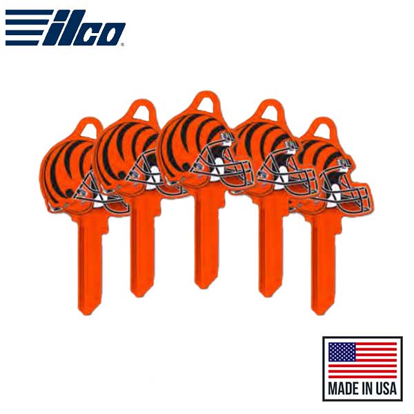 ILCO - NFL TeamKeys - Helmet Edition - Key Blank - Cincinnati Bengals - KW1 (5 Pack) - UHS Hardware