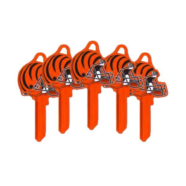 ILCO - NFL TeamKeys - Helmet Edition - Key Blank - Cincinnati Bengals - KW1 (5 Pack) - UHS Hardware