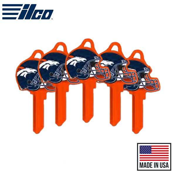 ILCO - NFL TeamKeys - Helmet Edition - Key Blank - Denver Broncos - KW1 (5 Pack) - UHS Hardware