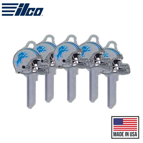 ILCO - NFL TeamKeys - Helmet Edition - Key Blank - Detroit Lions - KW1 (5 Pack) - UHS Hardware