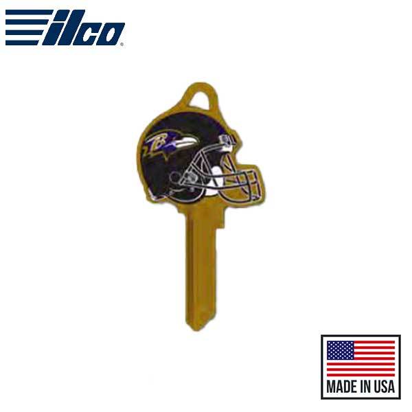 ILCO - NFL TeamKeys - Helmet Edition - Key Blank - Baltimore Ravens - KW1 (5 Pack) - UHS Hardware