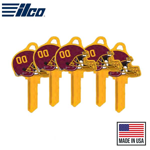 ILCO - NFL TeamKeys - Helmet Edition - Key Blank - Washington Football Team - KW1 (5 Pack) - UHS Hardware