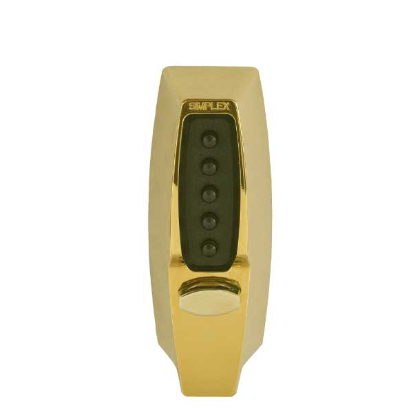 Simplex 7108 Mechanical Pushbutton Deadbolt Keyless Lock - 03 - Bright Brass - UHS Hardware
