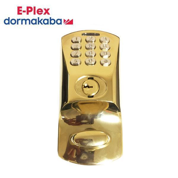 E-Plex 1502 Electronic Pushbutton Keyless Lock - Deadbolt - 605 - Bright Brass - w/ Key Override - UHS Hardware