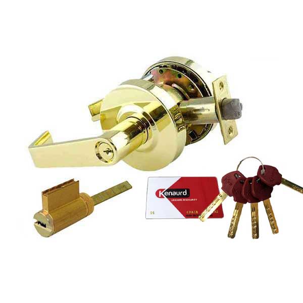 Commercial Lever Handle - High Security KIK Cylinder - 2-3/4” Standard Backset  - Polished Brass - Entrance - Grade 2 - UHS Hardware