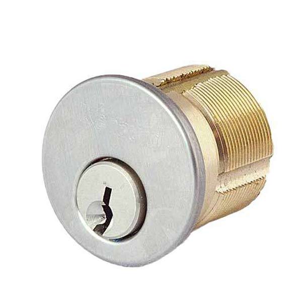 Custom Branded Premium Mortise Cylinder - w/ Name and Phone Number  - 1" - 26D - Satin Chrome - (SC1) - UHS Hardware