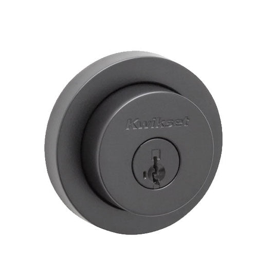 Kwikset -158 - Milan Single Cylinder Deadbolt - Round Rose - 514 - Matte Black - SmartKey Technology - Grade 2 - UHS Hardware