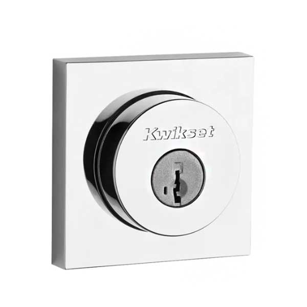 Kwikset - 158 - Halifax Single Cylinder Deadbolt - Square Rose - 26 - Polished Chrome - SmartKey Technology - Grade 2 - UHS Hardware