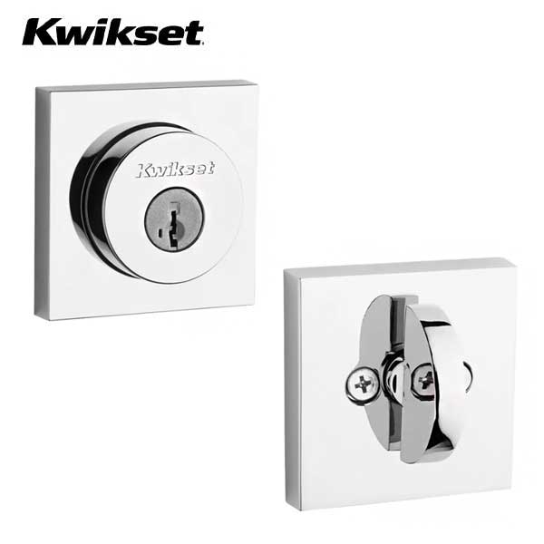 Kwikset - 158 - Halifax Single Cylinder Deadbolt - Square Rose - 26 - Polished Chrome - SmartKey Technology - Grade 2 - UHS Hardware