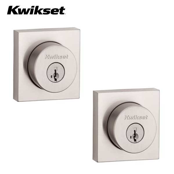 Kwikset - 159 - Halifax Double Cylinder Deadbolt - Square Rose - 15 - Satin Nickel - SmartKey Technology - Grade 2 - UHS Hardware