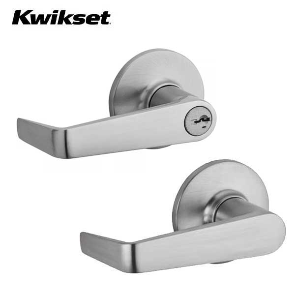 Kwikset - 438CNL - Carson Lever - Round Rose - Storeroom - 26D - Satin Chrome - SmartKey Technology - Grade 3 - UHS Hardware