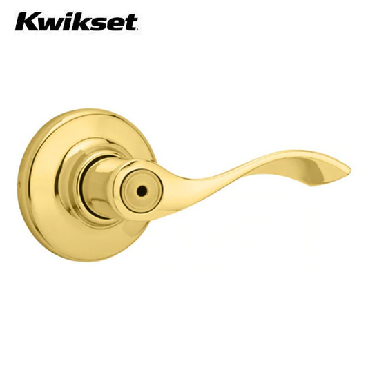 Kwikset - 300BL  - Balboa Lever - Round Rose - 3 - Polished Brass - Privacy - Grade 3 - UHS Hardware