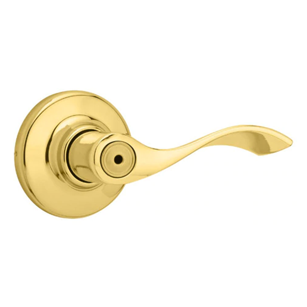 Kwikset - 300BL  - Balboa Lever - Round Rose - 3 - Polished Brass - Privacy - Grade 3 - UHS Hardware